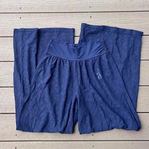 Aerie Offline Go With The Flow Lace Wide Leg Pants Medium Navy Blue NWT